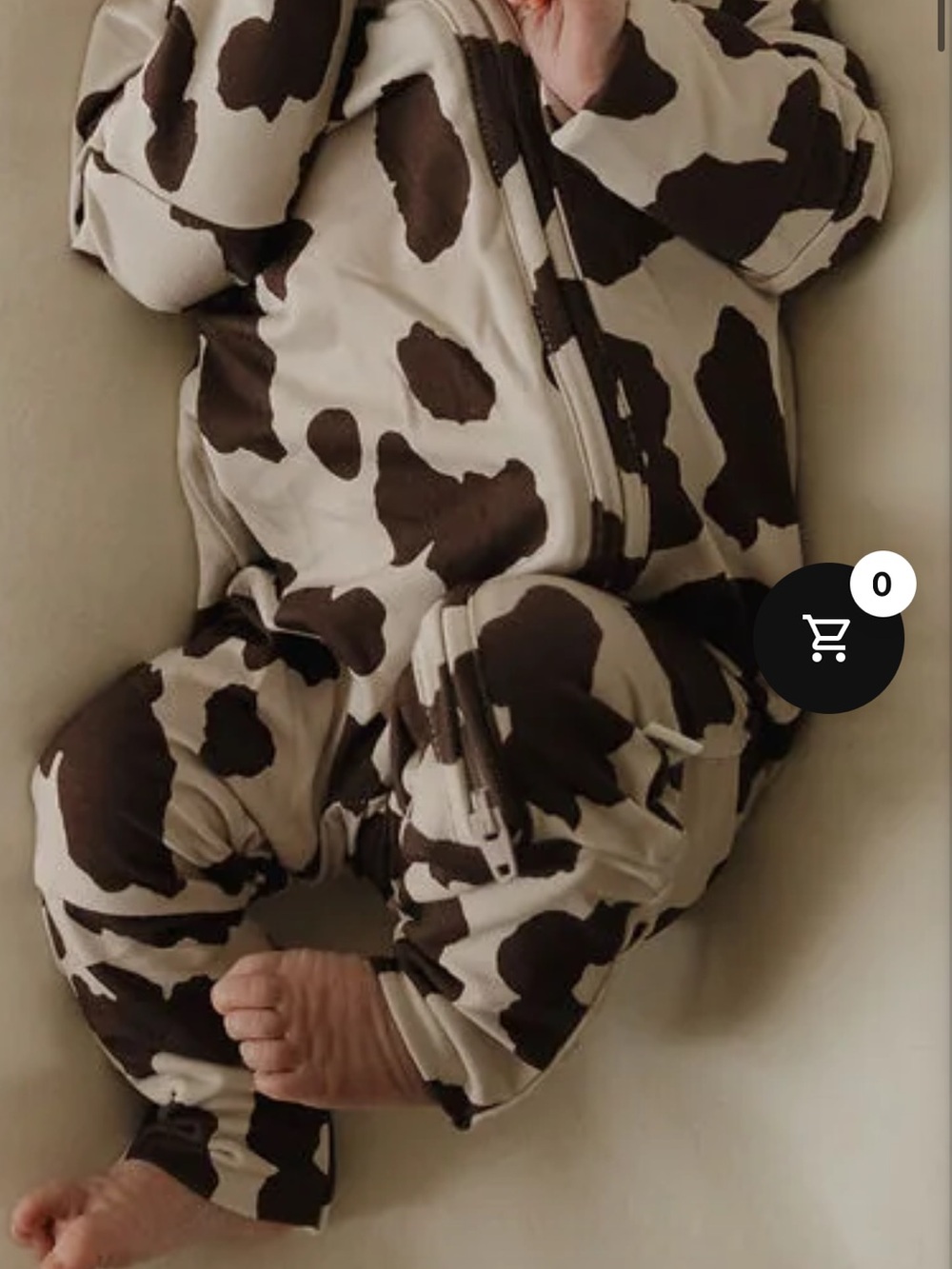 Cozy Cow-Print Cream & Brown Baby Footie - Unbranded